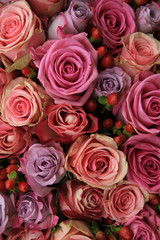 Pastel roses wedding arrangement