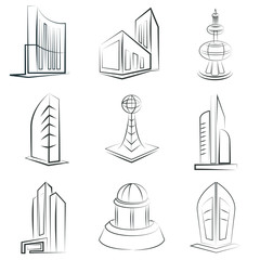 sketched building set