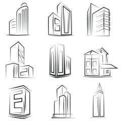 sketched building set