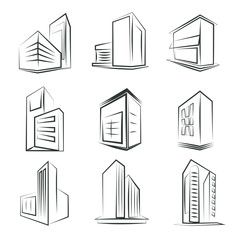 Fototapeta premium sketched building set