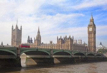 Fototapeta na wymiar Houses of Parliament,and Westminster Bridge, London