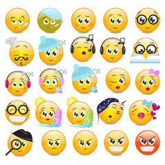 Smile Icons Set - Isolated On White Background