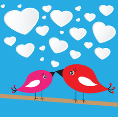 Valentine's background with birds and hearts