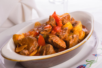 Beef Saute in Oval Baking Dish