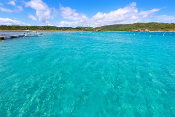 Menorca Es Grau clean port with llaut boats in Balearics