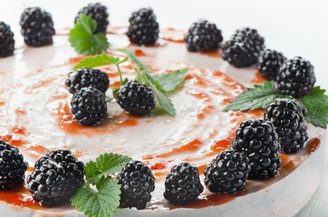 cheese cake on wooden table.