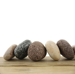Set of stones on a wood board