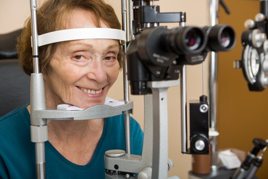 Senior Woman Undergoing Eye Examination