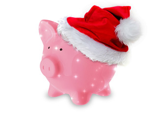 Pink Piggy Bank Santa Hat