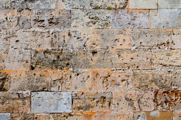 Menorca castle stonewall ashlar masonry wall texture