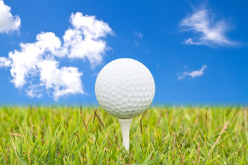 Golf ball on green grass field