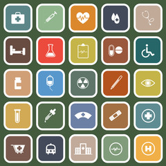 Medical flat icons on green background