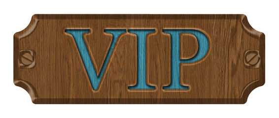 VIP,wooden label, isolated on the white background.