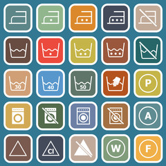 Laundry flat icons on blue background