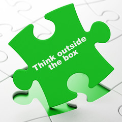 Education concept: Think outside The box on puzzle background