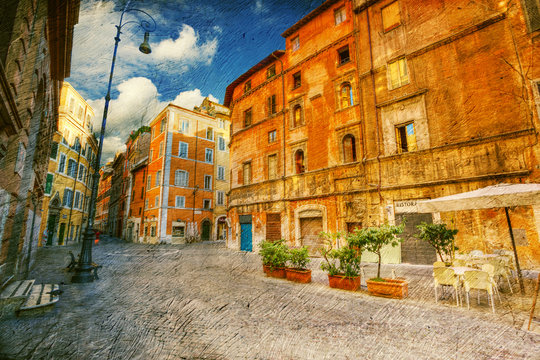 Fototapeta Jewish quarter in Rome. Italy.