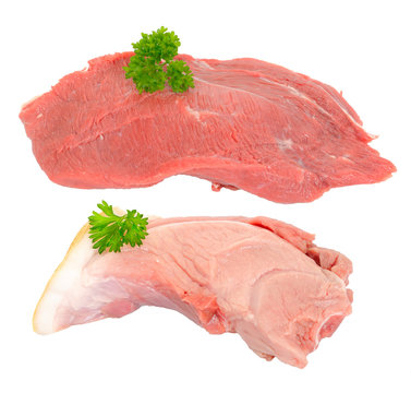 Piece of beef and pork