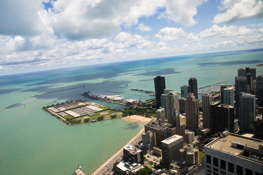 lake michigan panorama from chicago tower
