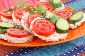 Puffed rice crackers sandwiches