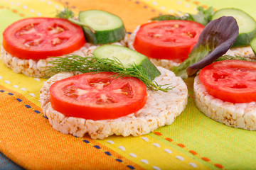 Puffed rice crackers sandwiches