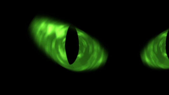  Animation of green cat eyes blinking. 