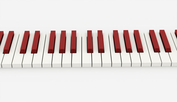 Red piano keyboard rendered