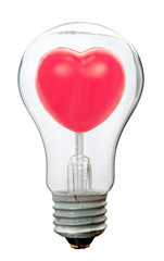 Red heart in bulb