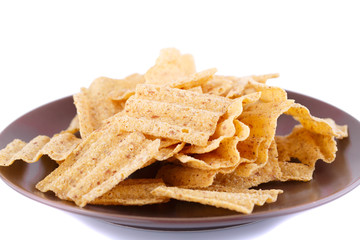 Wheat chips on plate