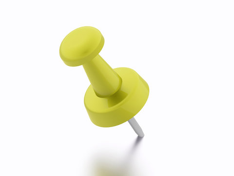 Yellow Push Pin Rendered