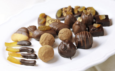 Various sorts of luxury confectionary chocolate
