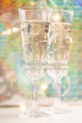 Champagne glasses on celebration table