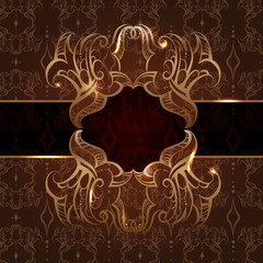 Invitation vintage card with seamless pattern