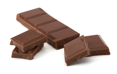 Chocolate bars stack isolated on white background