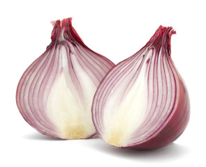 Red onion and isolated on white background
