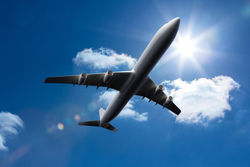 3D plane flying in the sky