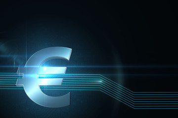Euro sign on technical background