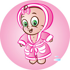 Fototapeta premium Baby girl in bathrobe