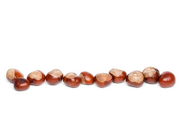 Autumn - Chestnuts - Border, Isolated on White
