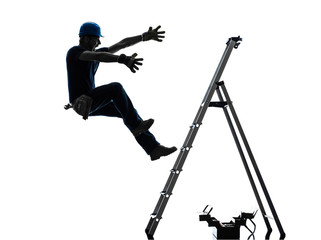 manual worker man falling from  ladder  silhouette