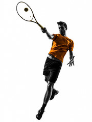 man tennis player silhouette - obrazy, fototapety, plakaty