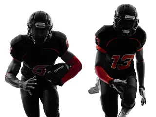 Foto op Plexiglas two american football players running silhouette © snaptitude