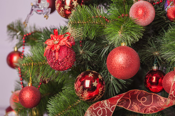 Obraz na płótnie Canvas Christmas tree branch with a gift