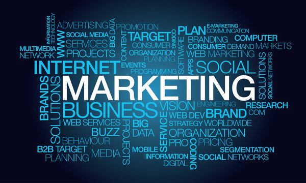 Marketing social media network text word tag cloud illustration