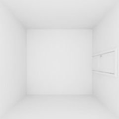 white wall empty room on top view,3d interior