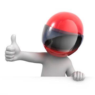 racer with thumb up. image with a work path