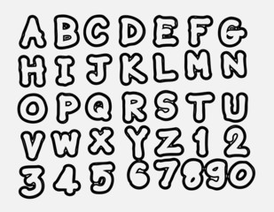 vector real Hand drawn letters font written with a pen