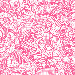 Fototapeta premium Hand drawn seamless pattern, seamless vector pattern