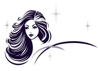 Hair stile icon, girl's face