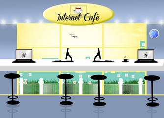 illustration of internet cafè