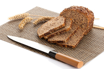 whole grain bread isolated on white background.